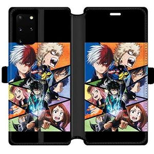 RV leren beschermhoes voor Samsung Galaxy S20 Plus, Manga, My Hero, Academia, zwart