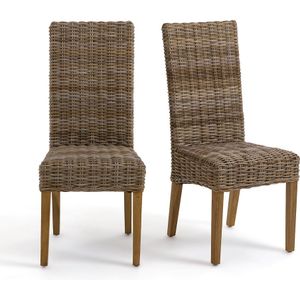 Set van 2 stoelen in kubu met hoge rugleuning, Inqaluit LA REDOUTE INTERIEURS. Rotan materiaal. Maten één maat. Beige kleur