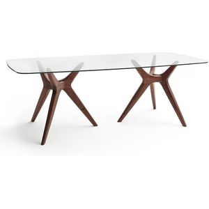 Maricielo - Rechthoekige Tafel - Kastanje Kleur - Glas en Notenhout