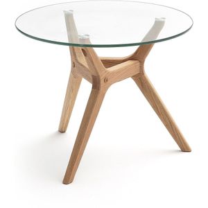 Maricielo - Salontafel - Eikenhout - Beige - Glas