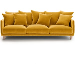 Fluwelen bank, Lazare AM.PM. Fluweel materiaal. Maten 5-zit. Geel kleur
