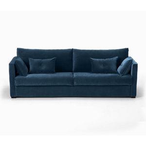 Zetel in fluweel, Camille AM.PM. Fluweel materiaal. Maten 3-zit. Blauw kleur
