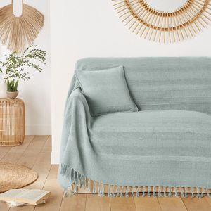 Nedo - Katoenen Plaid - Celadon - 100% Katoen - Afgewerkt met Franjes