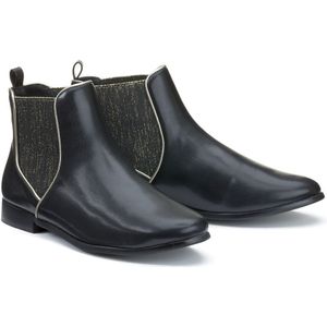 Chelsea boots met goudkleurige elastiek LA REDOUTE COLLECTIONS. Synthetisch materiaal. Maten 37. Zwart kleur