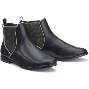 Chelsea boots met goudkleurige elastiek LA REDOUTE COLLECTIONS. Synthetisch materiaal. Maten 39. Zwart kleur