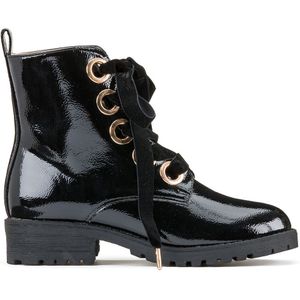 Bottines met veters, zool met groeven LA REDOUTE COLLECTIONS. Synthetisch materiaal. Maten 39. Zwart kleur