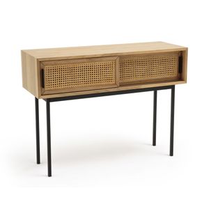 Console in eikenhout, deuren in rotan Waska LA REDOUTE INTERIEURS. Hout materiaal. Maten één maat. Beige kleur