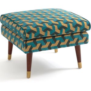Poef in fluweel (Y) LA REDOUTE INTERIEURS. Polyester materiaal. Maten één maat. Blauw kleur