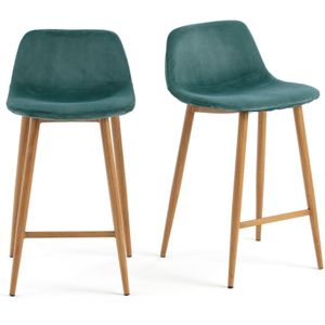 Set van 2 halfhoge barstoelen, Lavergne LA REDOUTE INTERIEURS. Stof materiaal. Maten één maat. Groen kleur