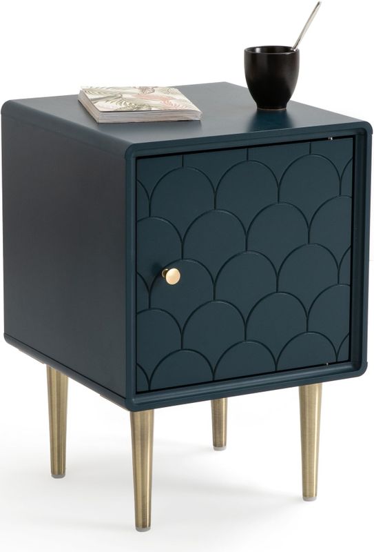 Nachtkastje met 1 omkeerbare deur, Luxore LA REDOUTE INTERIEURS.  materiaal. Maten één maat. Blauw kleur