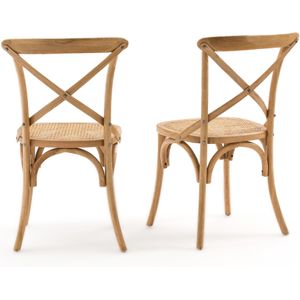 Set van 2 stoelen in eik en rotan Cedak LA REDOUTE INTERIEURS. Hout, rotan materiaal. Maten één maat. Kastanje kleur