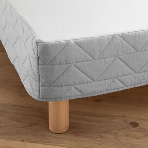 Zig-Zag Scenario - Gematelasseerde Bedrand - Parelgrijs - Katoen Canvas