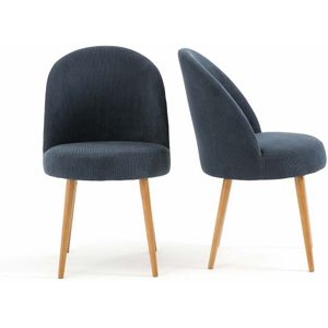 Set van 2 tafel fauteuils in geribd fluweel, Lenou LA REDOUTE INTERIEURS. Stof materiaal. Maten één maat. Blauw kleur