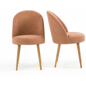Set van 2 tafel fauteuils in geribd fluweel, Lenou LA REDOUTE INTERIEURS. Stof materiaal. Maten één maat. Roze kleur