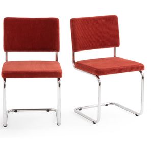 Set van 2 cantilever stoelen in fluweel, Sarva LA REDOUTE INTERIEURS. Metaal materiaal. Maten één maat. Oranje kleur