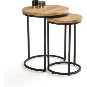 Set van 2 bijzettafels in eik, Vova LA REDOUTE INTERIEURS. Hout materiaal. Maten één maat. Beige kleur