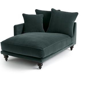 Longchair van fluweel, Lazare AM.PM. Fluweel materiaal. Maten Longchair hoek rechts. Groen kleur