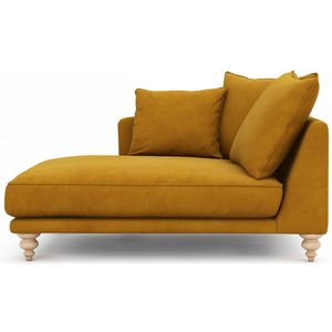 Longchair in fluweel, Lazare AM.PM. Fluweel materiaal. Maten meridienne gauche. Geel kleur