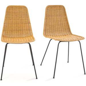 Set van 2 stoelen in gevlochten rotan en staal, Roson LA REDOUTE INTERIEURS. Rotan materiaal. Maten één maat. Beige kleur