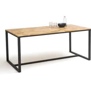 Tafel in eik en staal, 8 personen, Hiba. LA REDOUTE INTERIEURS. Metaal, hout materiaal. Maten 8 personen. Beige kleur