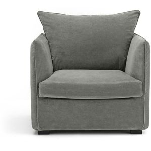 Fauteuil in stonewashed fluweel, Neo Chiquito AM.PM. Stonewashed fluweel materiaal. Maten 1-zit. Groen kleur