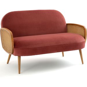 Zetel in fluweel en vlechtwerk, Buisseau LA REDOUTE INTERIEURS. Fluweel materiaal. Maten 2-zit. Roze kleur