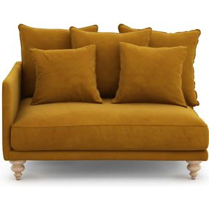 Halve zetel fluweel, Lazare AM.PM. Fluweel materiaal. Maten long chair met vaste linkerzijde. Geel kleur