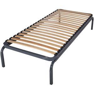 Opklapbaar metalen onderschuifbed LA REDOUTE INTERIEURS. Multiplex materiaal. Maten 2 x 80 x 190 cm. Grijs kleur