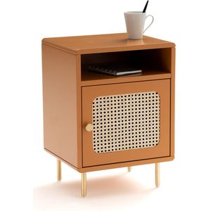Nachtkastje, 1 deur met vlechtwerk Redpop LA REDOUTE INTERIEURS. Hout, rotan materiaal. Maten één maat. Oranje kleur