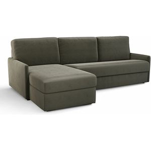 Hoekbank-bed in fluweel, Bultex Marta LA REDOUTE INTERIEURS. Fluweel materiaal. Maten omkeerbare hoek. Groen kleur