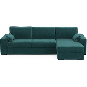Hoekbank-bed fluweel, mousse Cécilia LA REDOUTE INTERIEURS. Fluweel materiaal. Maten omkeerbare hoek. Groen kleur