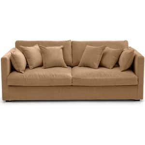 Zetel in stonewashed fluweel, Néo Kinkajou AM.PM. Stonewashed fluweel materiaal. Maten 3-zit. Beige kleur