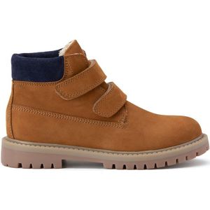 Gevoerde bottines in leer met klittenband LA REDOUTE COLLECTIONS. Leer materiaal. Maten 33. Kastanje kleur