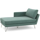 Longchair in fluweel Topim LA REDOUTE INTERIEURS. Fluweel materiaal. Maten Longchair hoek rechts. Blauw kleur