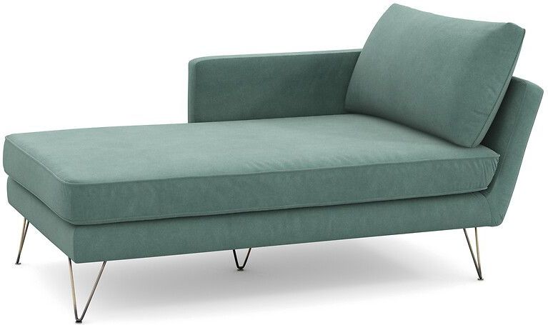 Longchair in fluweel Topim LA REDOUTE INTERIEURS. Fluweel materiaal. Maten Longchair hoek rechts. Blauw kleur
