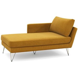 Longchair in fluweel Topim LA REDOUTE INTERIEURS. Fluweel materiaal. Maten Longchair hoek links. Geel kleur