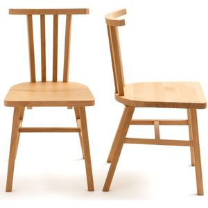 Set van 2 stoelen met spijlen, massief eik, Avalora