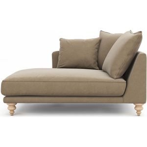 Longchair in fluweel, Lazare AM.PM. Fluweel materiaal. Maten Longchair hoek rechts. Beige kleur