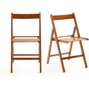 Set van 2 plooibare stoelen, massief beukenhout, Yann SO'HOME. Hout materiaal. Maten één maat. Kastanje kleur