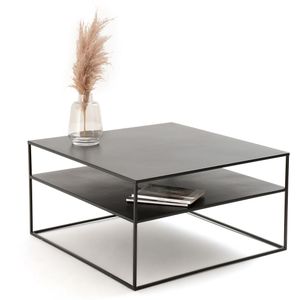 Vierkante salontafel in staal, Hiba LA REDOUTE INTERIEURS. Metaal materiaal. Maten één maat. Zwart kleur