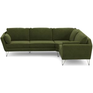 Hoekbank XL in fluweel, Topim LA REDOUTE INTERIEURS. Fluweel materiaal. Maten rechterhoek. Groen kleur