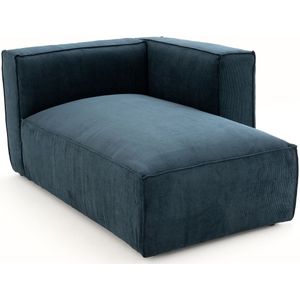 Omvormbare longchair geribd fluweel, Seven LA REDOUTE INTERIEURS. Geribd fluweel materiaal. Maten linkerhoek. Blauw kleur