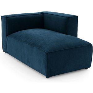 Modulaire longchair van getextureerd fluweel, Seven LA REDOUTE INTERIEURS. Getextureerd fluweel materiaal. Maten rechterhoek. Blauw kleur