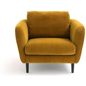 Fauteuil geribd fluweel, Amy LA REDOUTE INTERIEURS. Fluweel materiaal. Maten 1-zit. Geel kleur