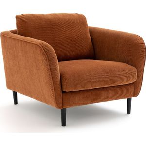 Fauteuil geribd fluweel, Amy LA REDOUTE INTERIEURS. Fluweel materiaal. Maten 1-zit. Kastanje kleur