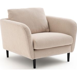 Fauteuil geribd fluweel, Amy LA REDOUTE INTERIEURS. Fluweel materiaal. Maten 1-zit. Beige kleur