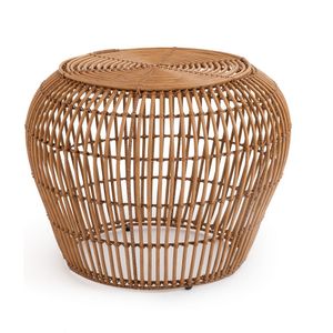 Kafi - Bijzettafel - Kastanje Kleur - Gevlochten Hars - Ronde Vorm