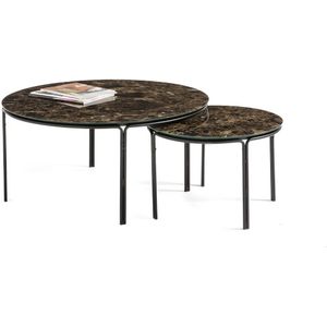 Set van 2 ronde salontafels met marmer effect, Chici LA REDOUTE INTERIEURS. Glas materiaal. Maten één maat. Andere kleur