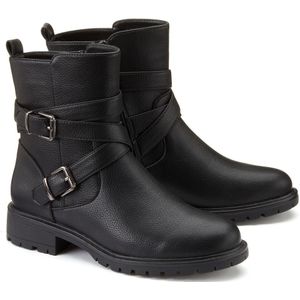 Biker boots met zool met groeven LA REDOUTE COLLECTIONS. Synthetisch materiaal. Maten 42. Zwart kleur