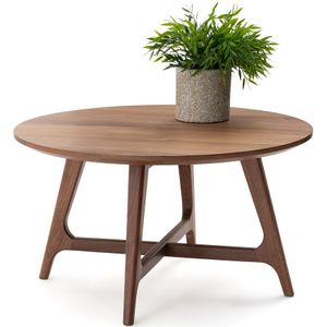 Kleine, ronde salontafel in notenhout, Larsen LA REDOUTE INTERIEURS. Donker hout materiaal. Maten één maat. Kastanje kleur